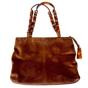CHANEL Brown Suede Tote